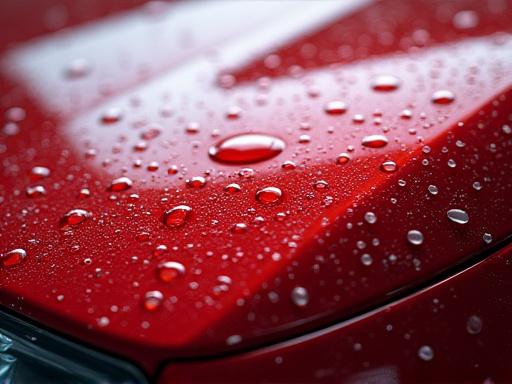 Water beading effortlessly on a ceramic coated car surface. 512x384